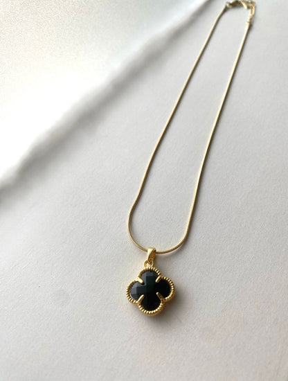 Black Diamond Clover Necklace